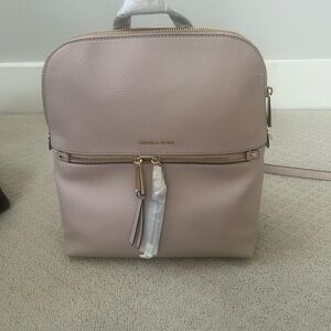 Michael Kors Blush Pink Pebbled Leather Backpack with Gold Accents